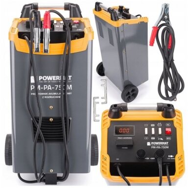 POWERMAT PM-PA-750M AKUMULIATORIAUS ĮKROVIKLIS SU PALEIDIMO FUNKCIJA START 700A 12/24V