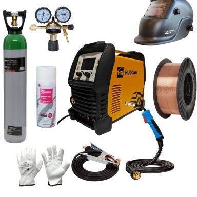 Suvirinimo pusautomatis Hugong HDMIG200 LCD 200A, 230V Komplektas Suvirinimo pusautomatis Hugong HDMIG200 LCD 200A, 230V Komplektas